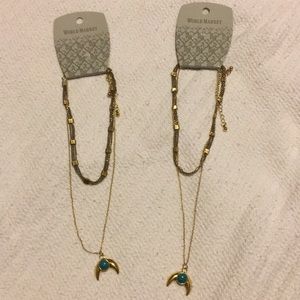 Gold choker with turquoise moon necklace NWT